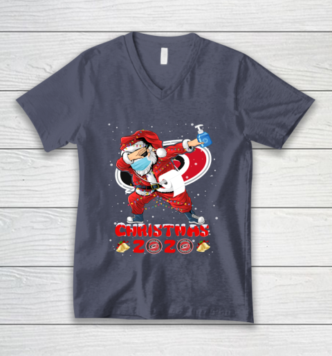 Carolina Hurricanes Funny Santa Claus Dabbing Christmas 2020 NHL V-Neck T-Shirt 7