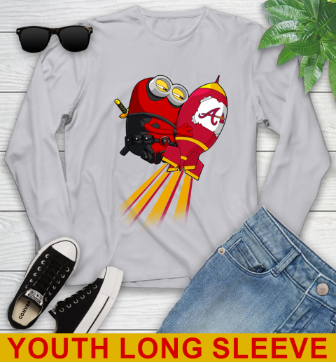 MLB Baseball Atlanta Braves Deadpool Minion Marvel Shirt Youth Long Sleeve 5