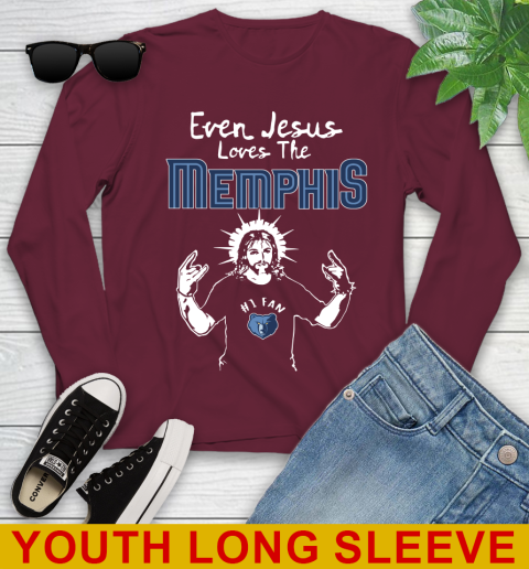 Memphis Grizzlies NBA Basketball Even Jesus Loves The Memphis Shirt Youth Long Sleeve 6