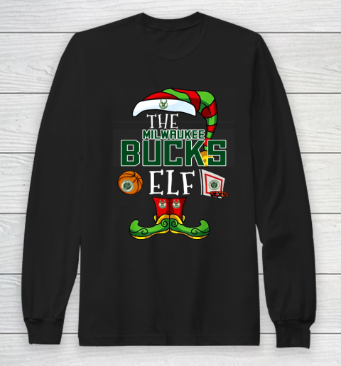 Milwaukee Bucks Christmas ELF Funny NBA Long Sleeve T-Shirt