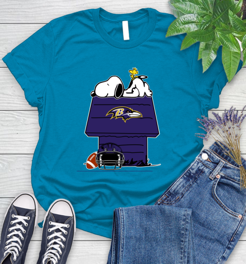 Baltimore Ravens NFL Football Snoopy Woodstock The Peanuts Movie Women's T-Shirt 8 Baltimore Ravens NFL Football Snoopy Woodstock The Peanuts Movie Women's T-Shirt - Image 8