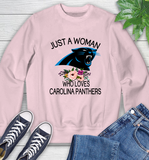 NFL Just A Woman Who Loves Carolina Panthers Football Sports Sweatshirt 6