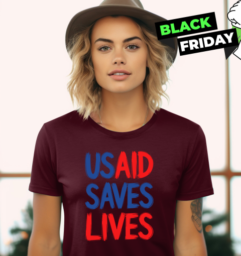 jkq6 usaid saves lives ladies t shirt 20 front maroon