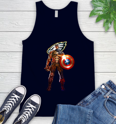 NFL Captain America Marvel Avengers Endgame Football Sports Philadelphia Eagles Tank Top 3