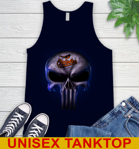 Baltimore Orioles MLB Baseball Punisher Skull Sports Tank Top 2
