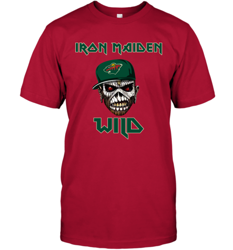 NHL Minnesota Wild Iron Maiden Rock Band Music Hockey Sports UP2xxOtFL1z classic t shirt 2 95 151514 front red