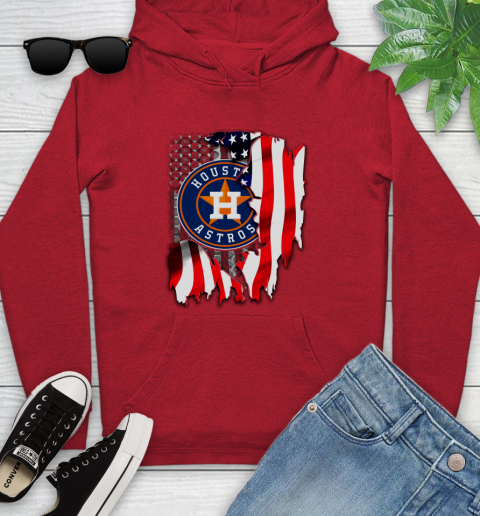 Houston Astros MLB Baseball American Flag Youth Hoodie 12