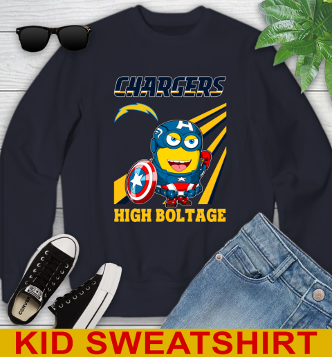 NFL Football Los Angeles Chargers Captain America Marvel Avengers Minion Shirt Youth Sweatshirt 2