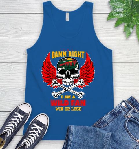 NHL Damn Right I Am A Minnesota Wild Win Or Lose Skull Hockey Sports Tank Top 4