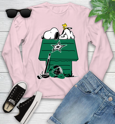 Dallas Stars NHL Hockey Snoopy Woodstock The Peanuts Movie Youth Long Sleeve 10