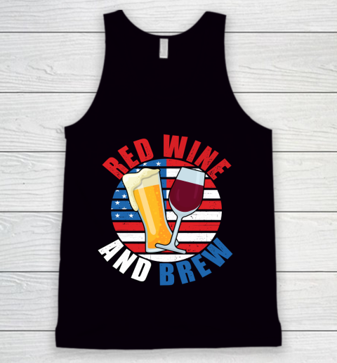 Beer Lover Funny Shirt Red Wine And Brew Funny July 4th Gift Vintage Tank Top