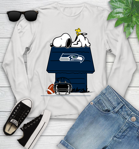 Seattle Seahawks NFL Football Snoopy Woodstock The Peanuts Movie Youth Long Sleeve