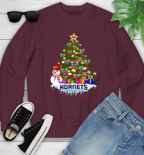 Charlotte Hornets Merry Christmas NBA Basketball Sports Youth Sweatshirt Tee For Sports