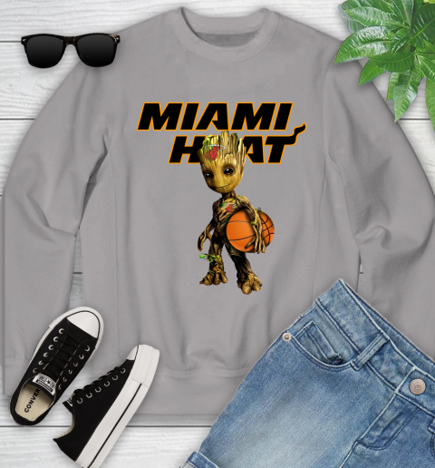 Miami Heat NBA Basketball Groot Marvel Guardians Of The Galaxy Youth Sweatshirt 4