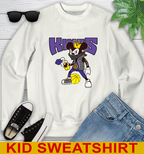 Sacramento Kings NBA Basketball Mickey Peace Sign Sports Youth Sweatshirt