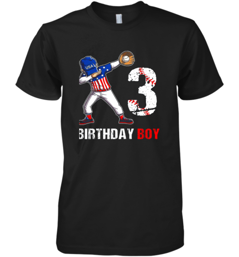 Kids 3 Years Old 3rd Birthday Baseball Dabbing Shirt Gift Party Premium Men's T-Shirt