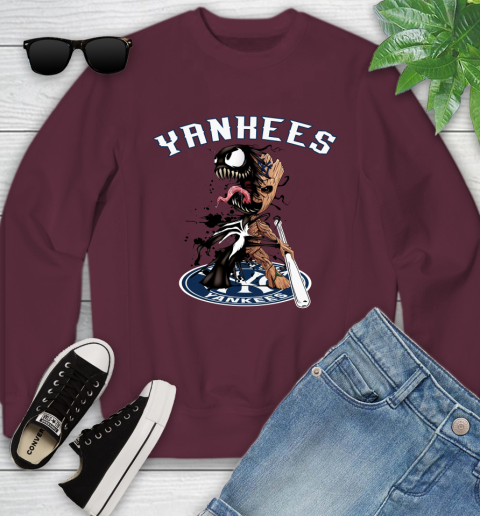 MLB New York Yankees Baseball Venom Groot Guardians Of The Galaxy Youth Sweatshirt 5