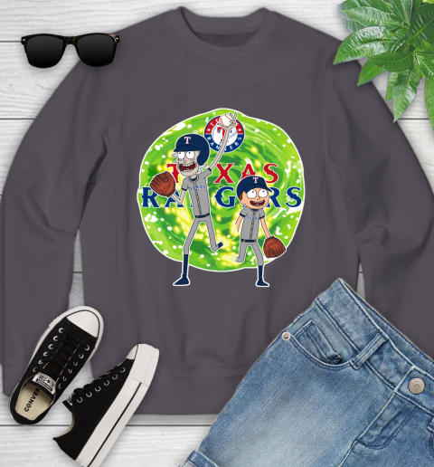 MLB Texas Rangers Rick And Morty Baseball Sports Youth Sweatshirt 6