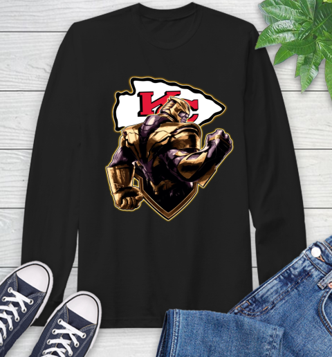 NFL Thanos Avengers Endgame Football Sports Kansas City Chiefs Long Sleeve T-Shirt 2