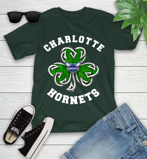 NBA Charlotte Hornets Three Leaf Clover St Patrick's Day Basketball Sports Youth T-Shirt 5