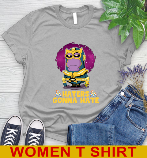 MLB Baseball Miami Marlins Haters Gonna Hate Thanos Minion Marvel Shirt Women's T-Shirt 5