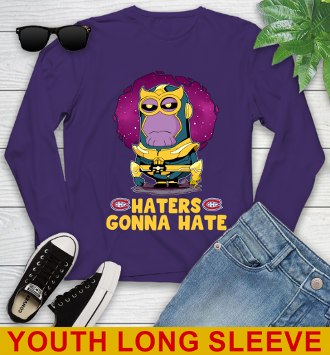 NHL Hockey Montreal Canadiens Haters Gonna Hate Thanos Minion Marvel Shirt Youth Long Sleeve 6 NHL Hockey Montreal Canadiens Haters Gonna Hate Thanos Minion Marvel Shirt Youth Long Sleeve - Image 6