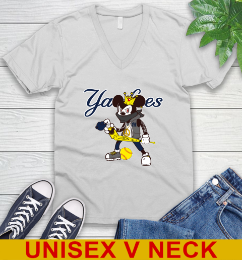 New York Yankees MLB Baseball Mickey Peace Sign Sports V-Neck T-Shirt