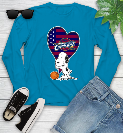 Cleveland Cavaliers NBA Basketball The Peanuts Movie Adorable Snoopy Youth Long Sleeve 7