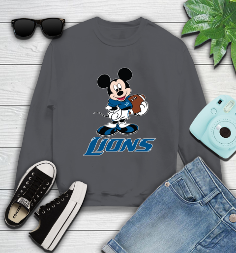 NFL Football Detroit Lions Cheerful Mickey Mouse Shirt Sweatshirt 6
