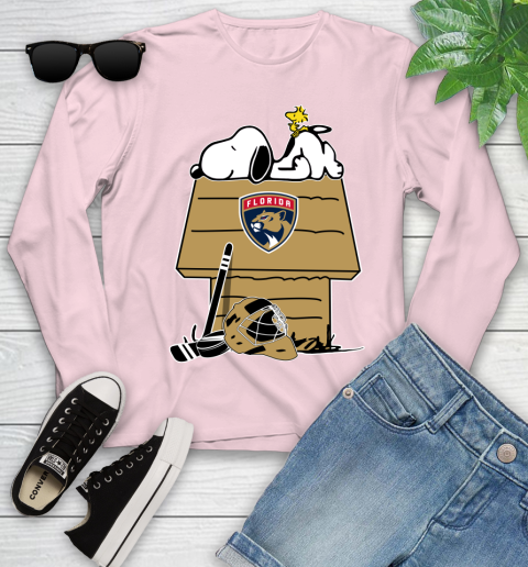 Florida Panthers NHL Hockey Snoopy Woodstock The Peanuts Movie Youth Long Sleeve 10