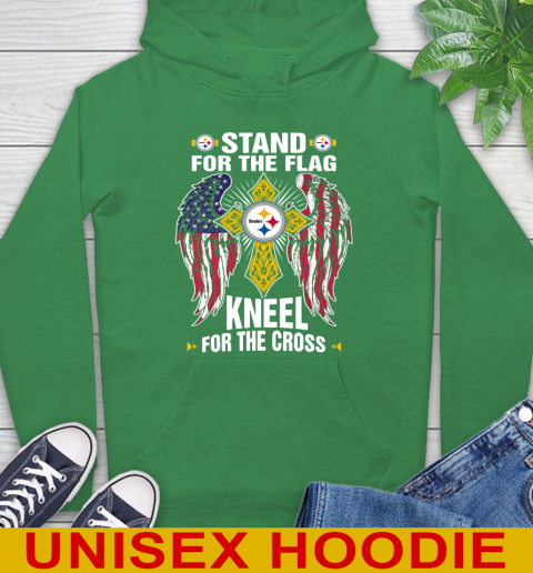 NFL Football Pittsburgh Steelers Stand For Flag Kneel For The Cross Shirt Hoodie 8