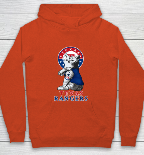 MLB Baseball My Cat Loves Texas Rangers Youth Hoodie 3