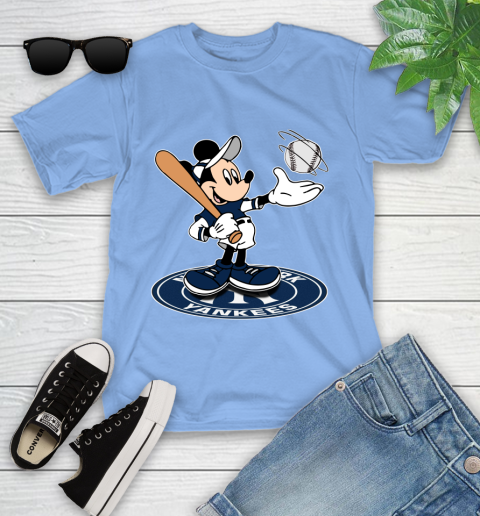 MLB Baseball New York Yankees Cheerful Mickey Disney Shirt Youth T-Shirt 11