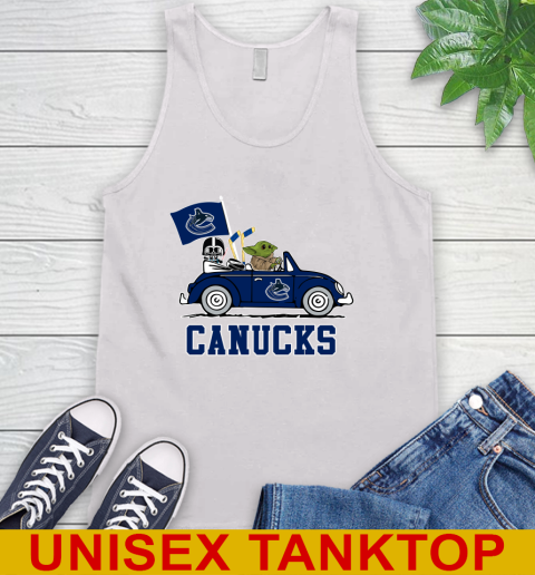 NHL Hockey Vancouver Canucks Darth Vader Baby Yoda Driving Star Wars Shirt Tank Top