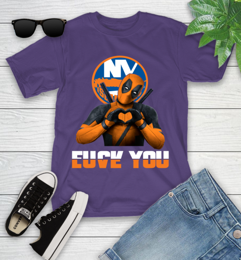 NHL New York Islanders Deadpool Love You Fuck You Hockey Sports Youth T-Shirt 3