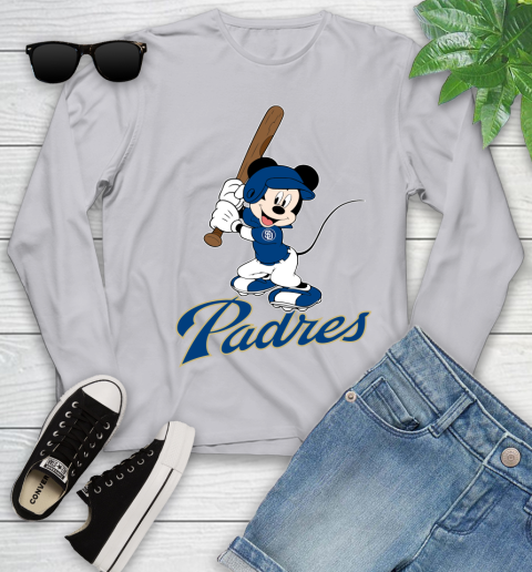 MLB Baseball San Diego Padres Cheerful Mickey Mouse Shirt Youth Long Sleeve 5