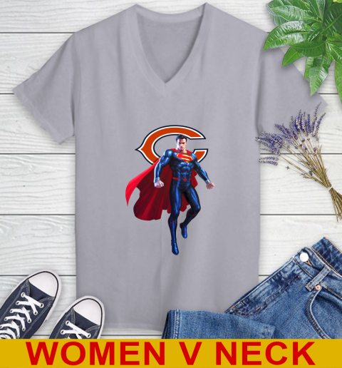 NFL Superman DC Sports Football Chicago Bears Women's V-Neck T-Shirt 5