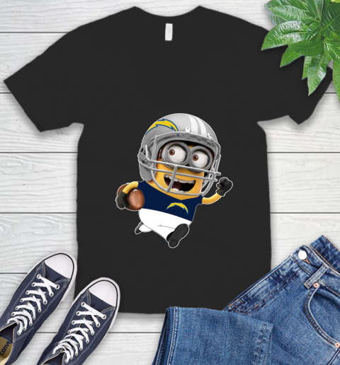 NFL San Diego Chargers Minions Disney Football Sports V-Neck T-Shirt 2
