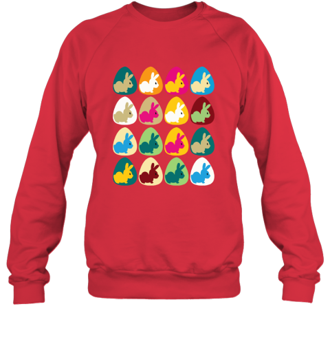szjt easter rabbit inside easter egg color combination sweatshirt 35 front red