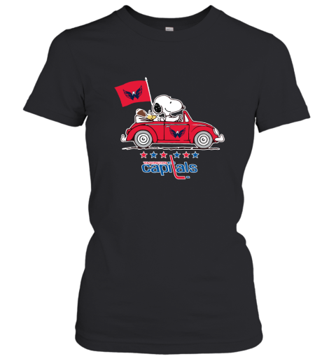 Snoopy And Woodstock Ride The Washington Capitals Car NHL Women's T-Shirt