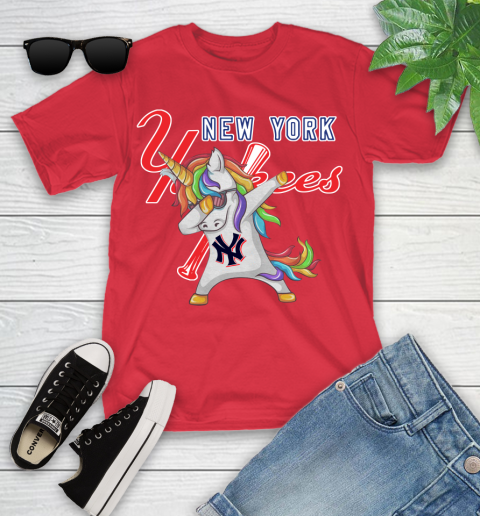 New York Yankees MLB Baseball Funny Unicorn Dabbing Sports Youth T-Shirt 10
