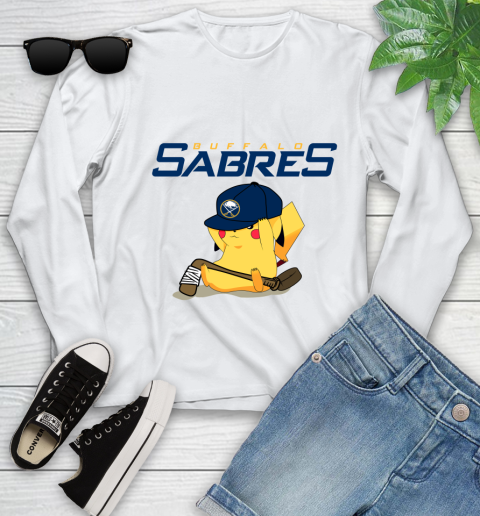 NHL Pikachu Hockey Sports Buffalo Sabres Youth Long Sleeve