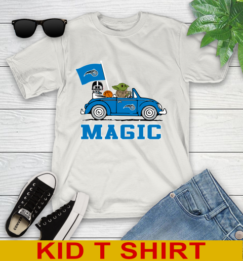 NBA Basketball Orlando Magic Darth Vader Baby Yoda Driving Star Wars Shirt Youth T-Shirt 12