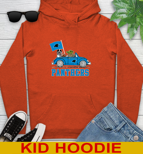 NFL Football Carolina Panthers Darth Vader Baby Yoda Driving Star Wars Shirt Youth Hoodie 5