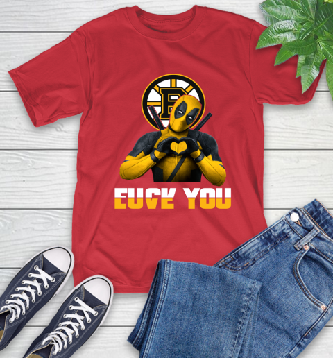 NHL Boston Bruins Deadpool Love You Fuck You Hockey Sports T-Shirt 11
