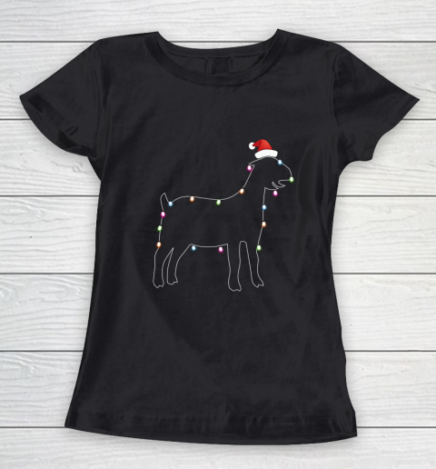 Santa Goat Christmas color led light Funny Xmas Goat Women's T-Shirt