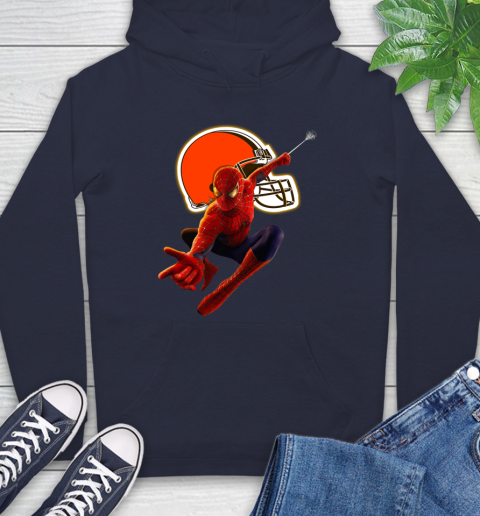 NFL Spider Man Avengers Endgame Football Cleveland Browns Hoodie 4