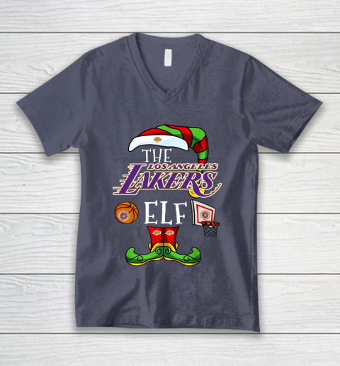 Los Angeles Lakers Christmas ELF Funny NBA V-Neck T-Shirt 7
