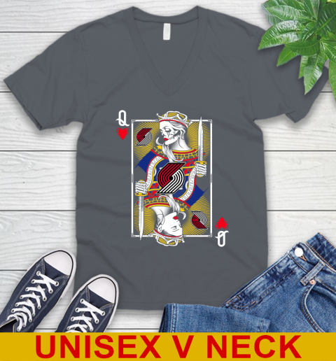 NBA Basketball Portland Trail Blazers The Queen Of Hearts Card Shirt V-Neck T-Shirt 4