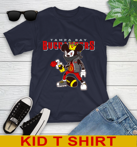 Tampa Bay Buccaneers NFL Football Mickey Peace Sign Sports Youth T-Shirt 3